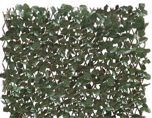 UETIAN Artificial Ivy Screening on Willow Trellis 2m x 1m Fence Hedge Maple Leaf Expanding Garden Cover Wooden