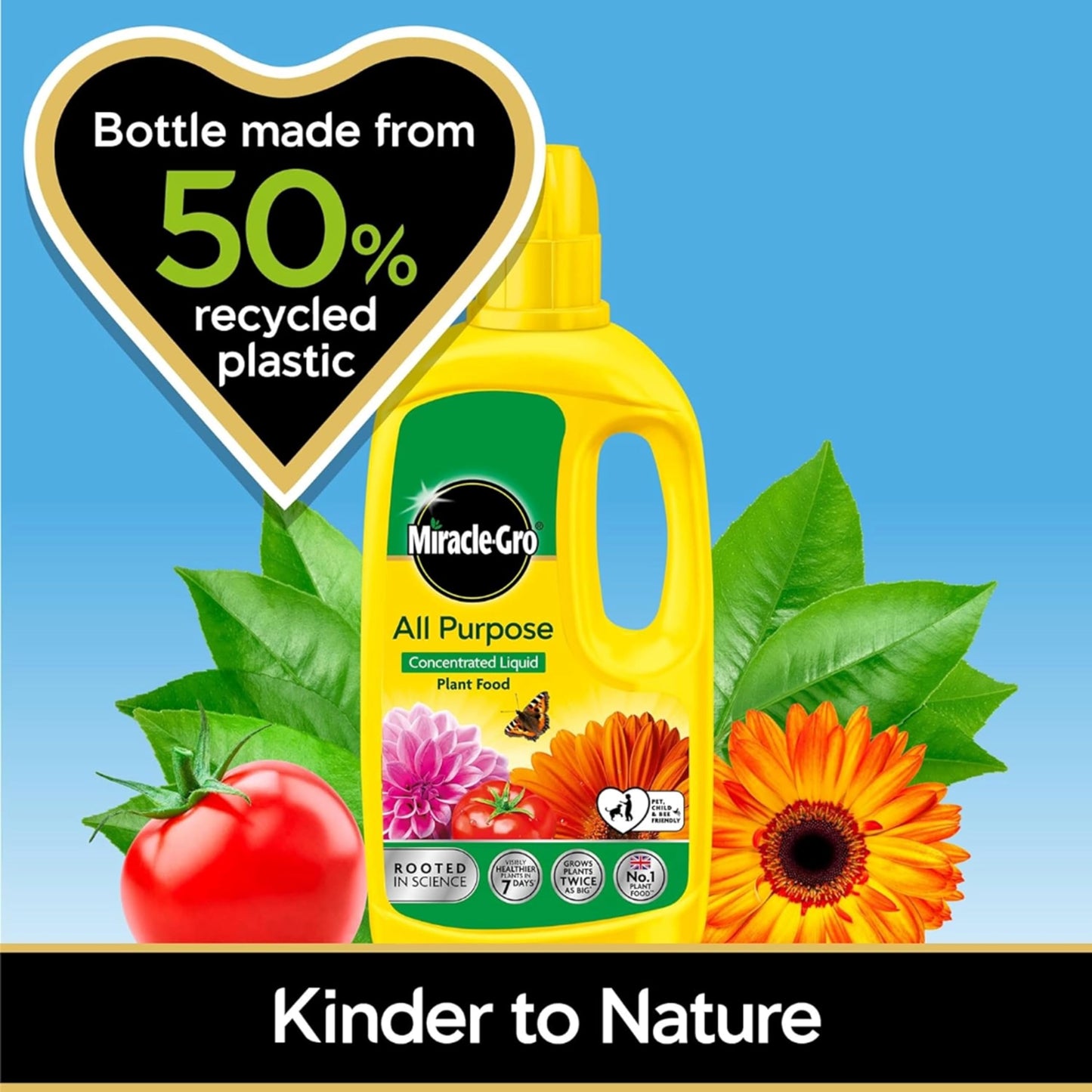 Miracle Gro Plant Food Fertiliser - Pack of 2x800ml All Purpose Plant Feed Concentrated Liquids with Topline Card. Child & Pet Friendly Garden Fertilizer for Outdoor & Indoor House Plants, Vegetables