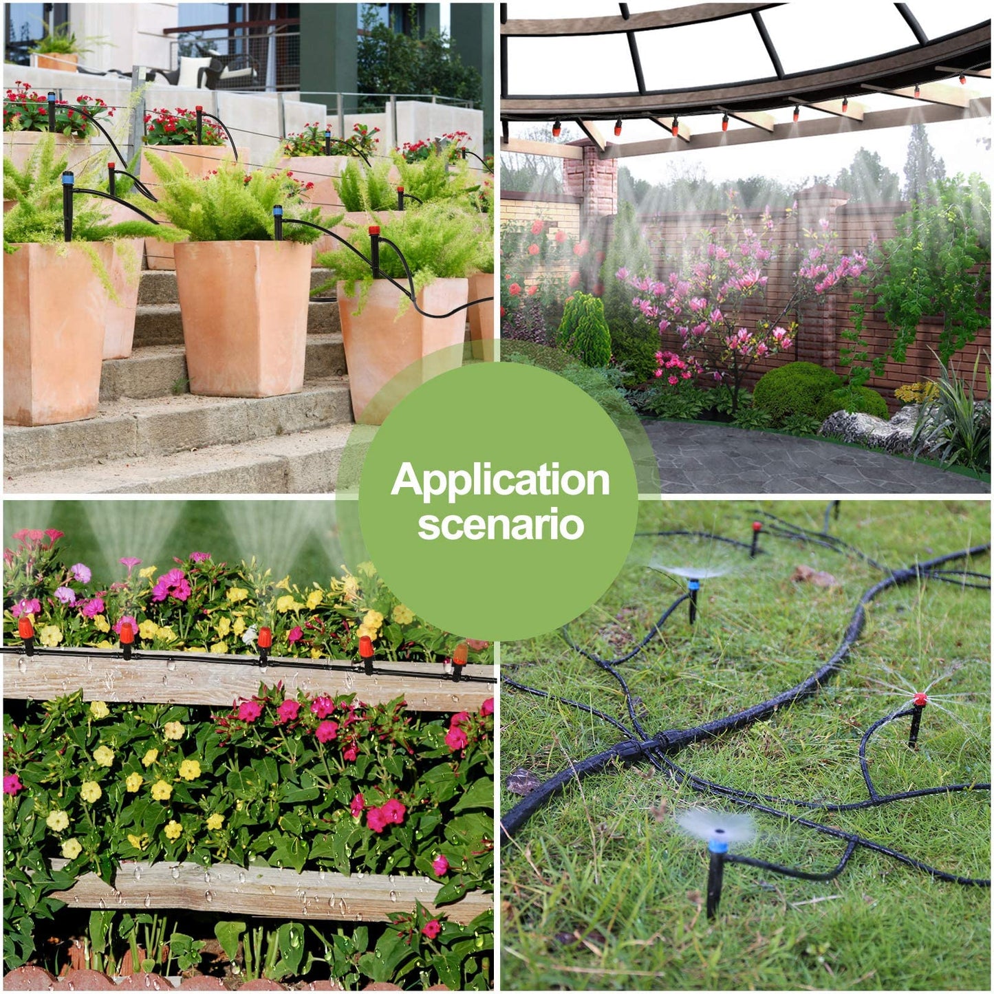 MIXC 226 FT Drip Irrigation System Kit, Automatic Watering System for Garden Greenhouse with 1/4" & 1/2" Tubing - Adjustable Nozzles & Sprinklers for Garden, Greenhouse, Lawn, Potted Plants