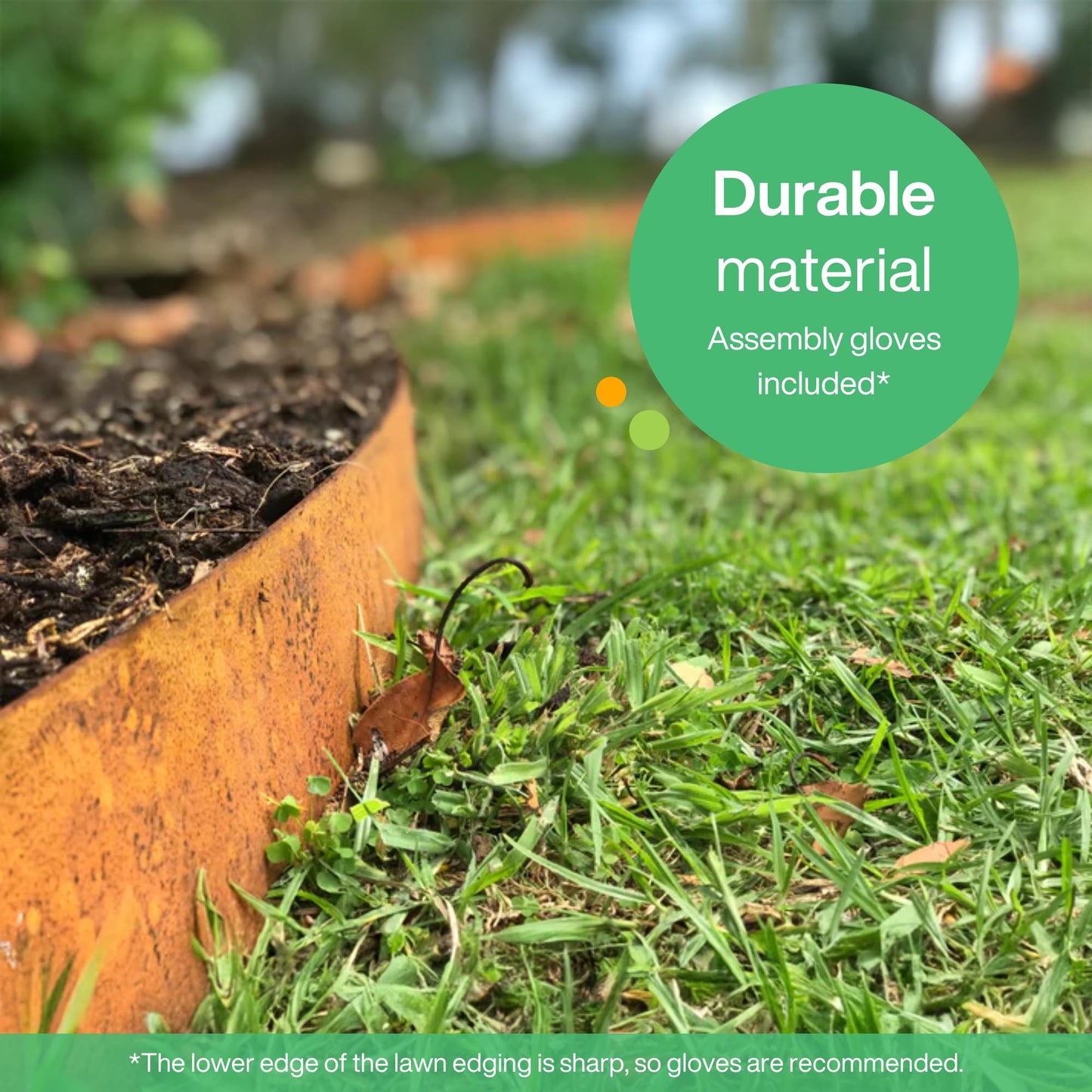 UNIGARDIA Corten Steel Lawn Edging 10 m - Metal Garden Edging 14 cm High - Easy to install - Pre-Rusted Garden Edge Border, Incl. 1 Pair of Assembly Gloves