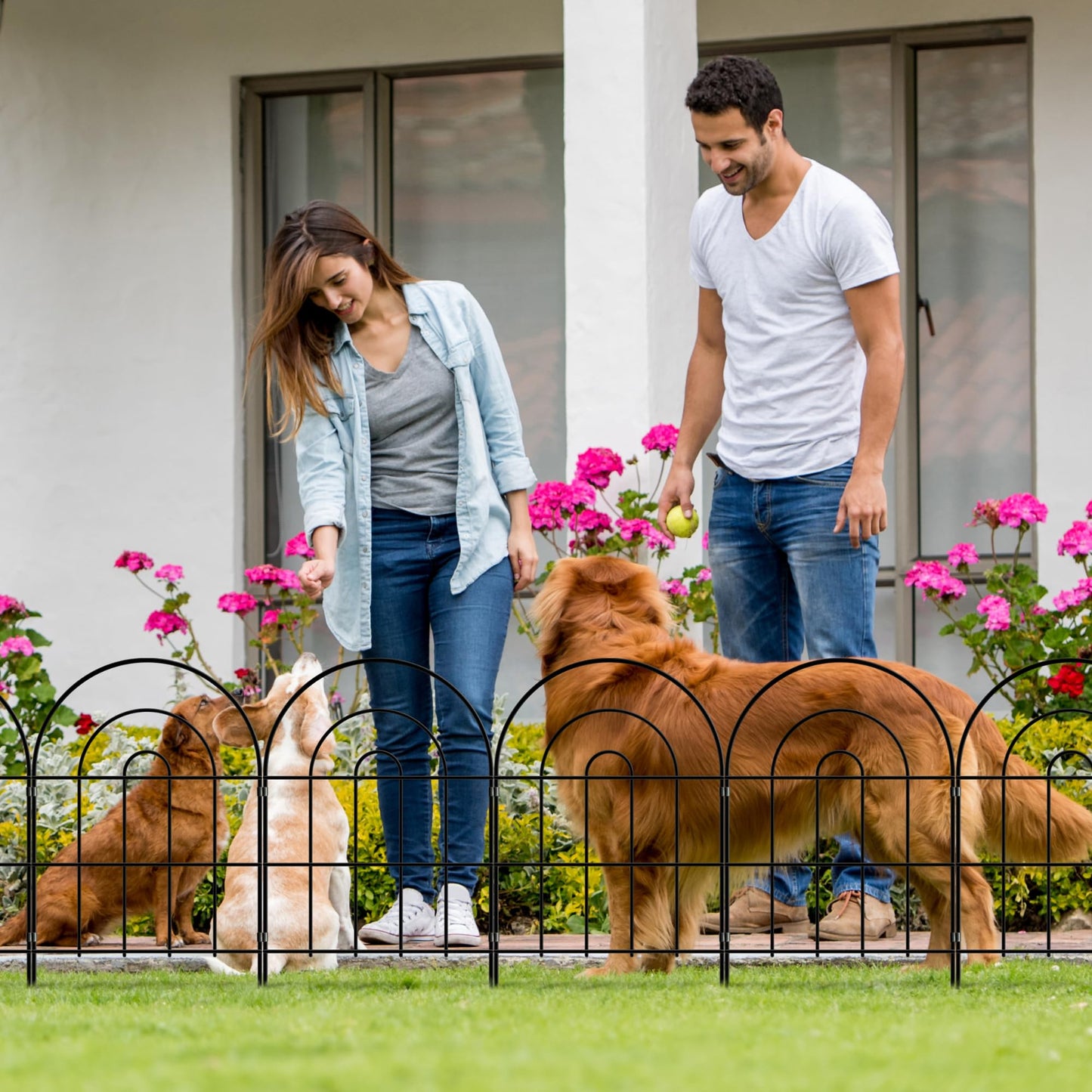 Thealyn Decorative Garden Fence 61cm H x 33cm W (10 Panels, Total Length 3.3m) Metal Fence No Dig Fence Outdoor Fence Border Fence Dog Fence for Flower Bed, Yard, Animal Barrier,Arch