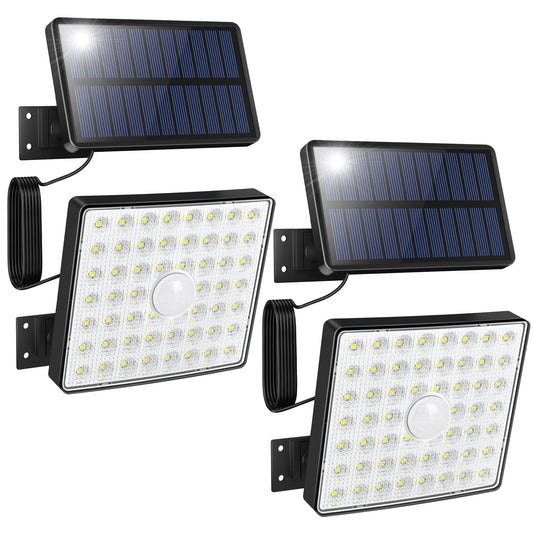 Tailcas Solar Security Lights Outdoor Motion Sensor, [4Modes/54LED] Garden, IP65 Waterproof Powered Lights, PIR Wall for Shed Fence Yard Garage Door, 2 Pack, ‎‎black