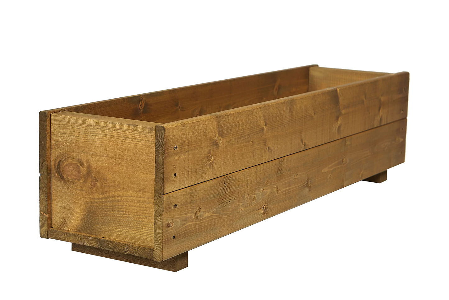 Set of 2 x 90cm Wooden Trough Planters - Wood Plant Trough Container Box