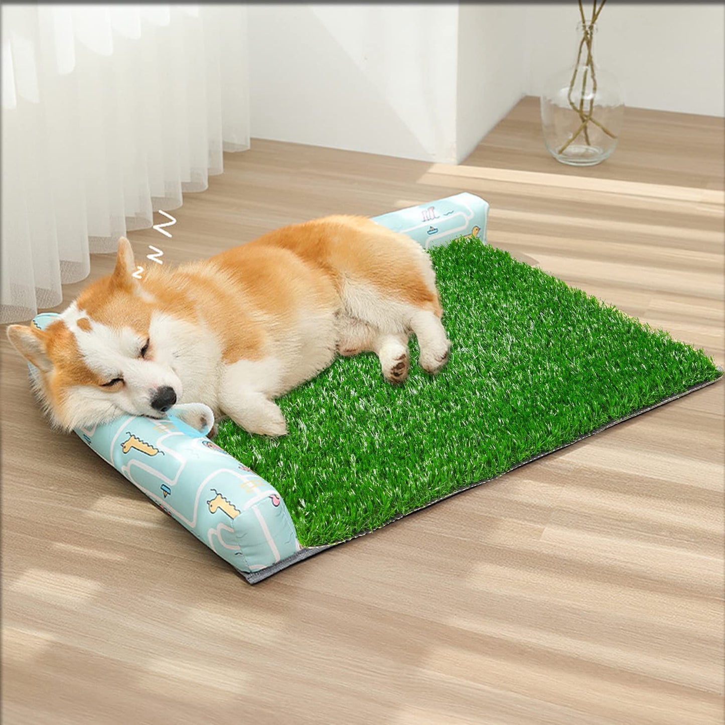 PICK FOR LIFE Puppy Potty Pad Grass Mat, Dog Grass Pee Pads, Artificial Turf Pet Grass Mat Replacement for Puppy Potty Trainer Indoor/Outdoor Use - Set of 2 (51 x 63 cm)