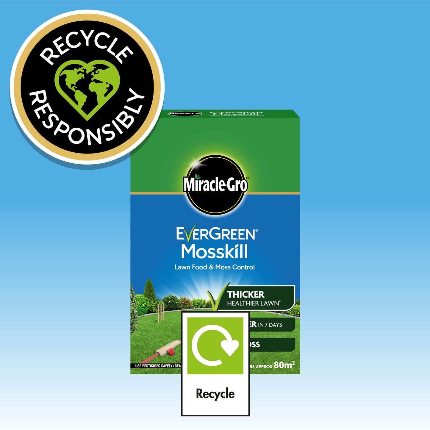 Miracle-Gro EverGreen Mosskill Lawn Food and Moss Control, 2.8kg, 80 m2, Brown