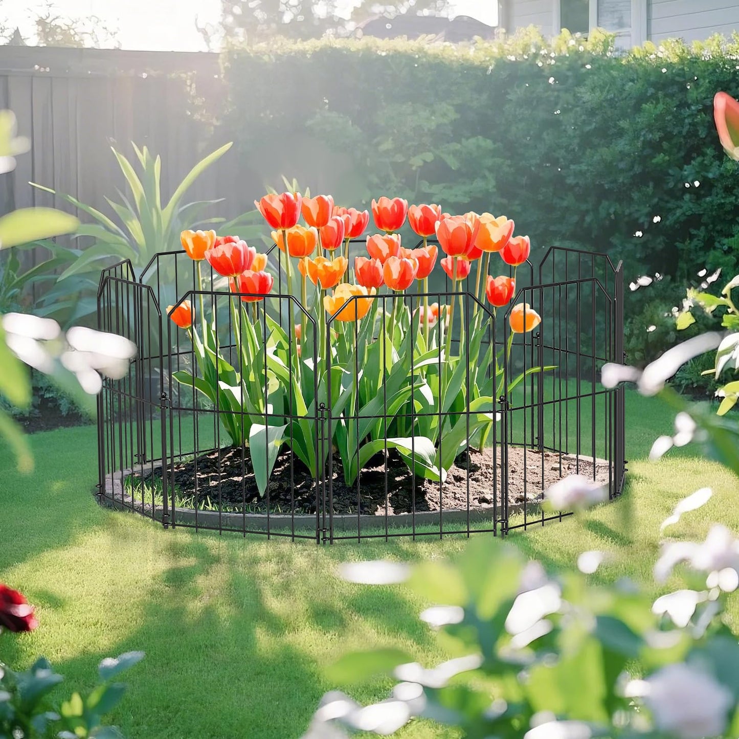 Yeabett Garden Fence 10 Pcs, Decorative Metal Fencing 31cm(W) × 41cm(H), Dog Fence Outdoor Animal Barrier for Flower Bed Yard Patio