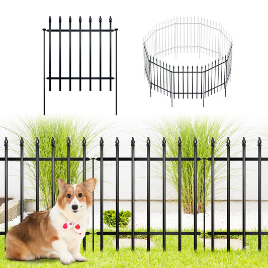 ARIFARO Decorative Metal Garden Fence 61cm high x 61cm Wide 5 Pack, Animal Barrier for Dog Pet, Border Garden Fencing for Outdoor Patio Lawn Yard Flower Bed