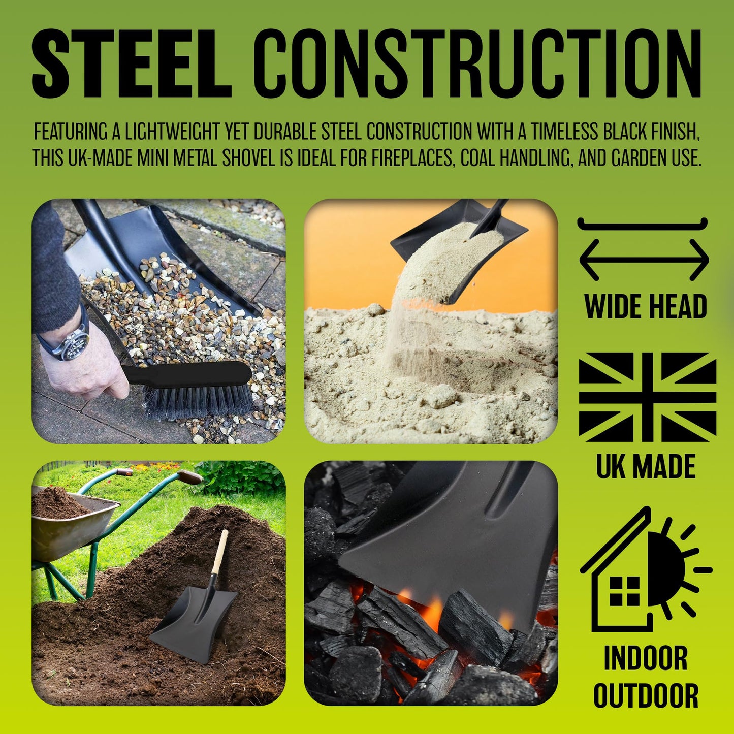 Large Hand Shovel With Wooden Handle - Strong & Lightweight Shovel Is Ideal For Moving Snow Or Using It As A Coal Shovel, Mini Fireplace Spade | Durable & Long Lasting | Reinforced Handle