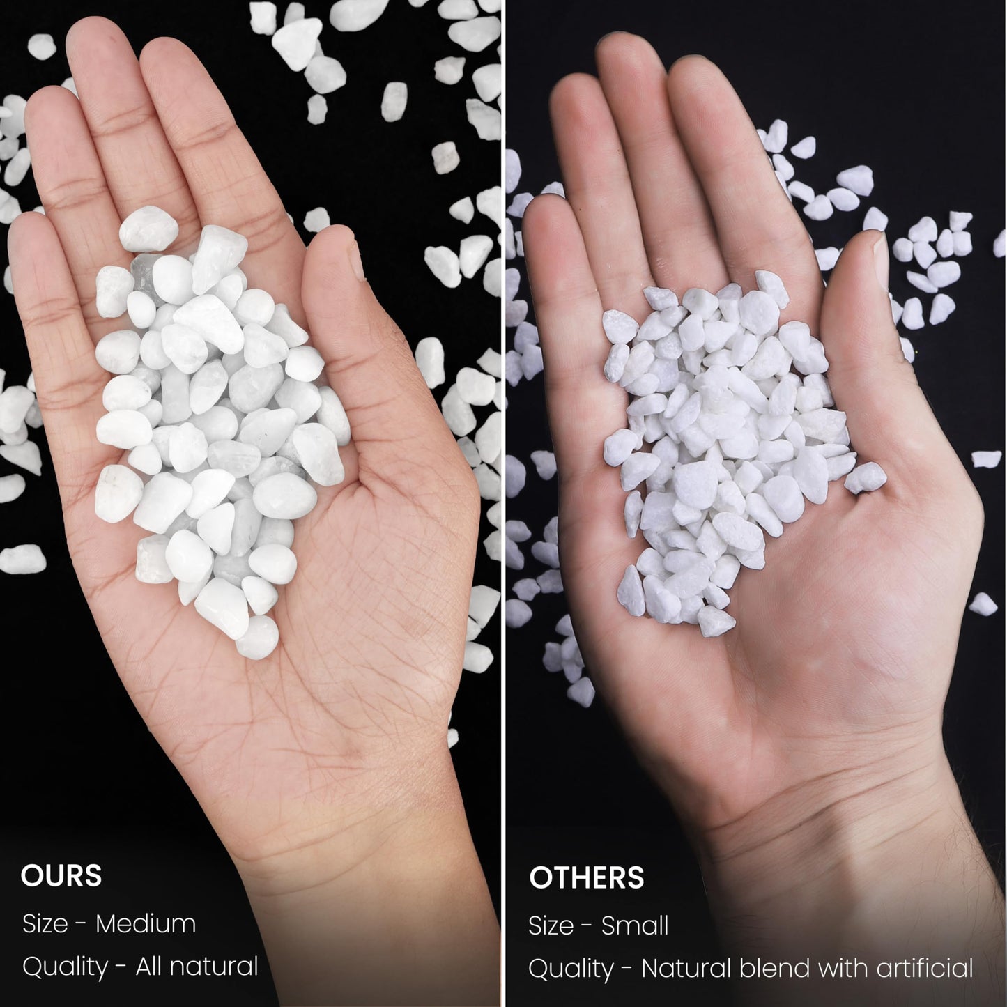 BELLE VOUS White Decorative Garden Stones (3.6kg Bag) - Natural Mixed River Gravel - Small Pebbles for Plant Pots, Vase Filler, Landscaping, Aquariums & Home