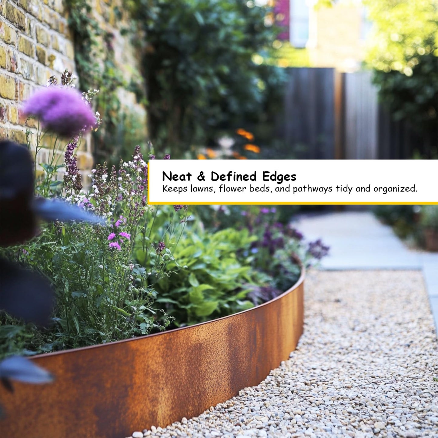 Corten Steel Metal Lawn Edging 5 Metre (16.5ft), Roll, Pre-Rusted Metal Garden Edging 14 cm High, Easy to install Garden Edge Border, Safety Gloves Included