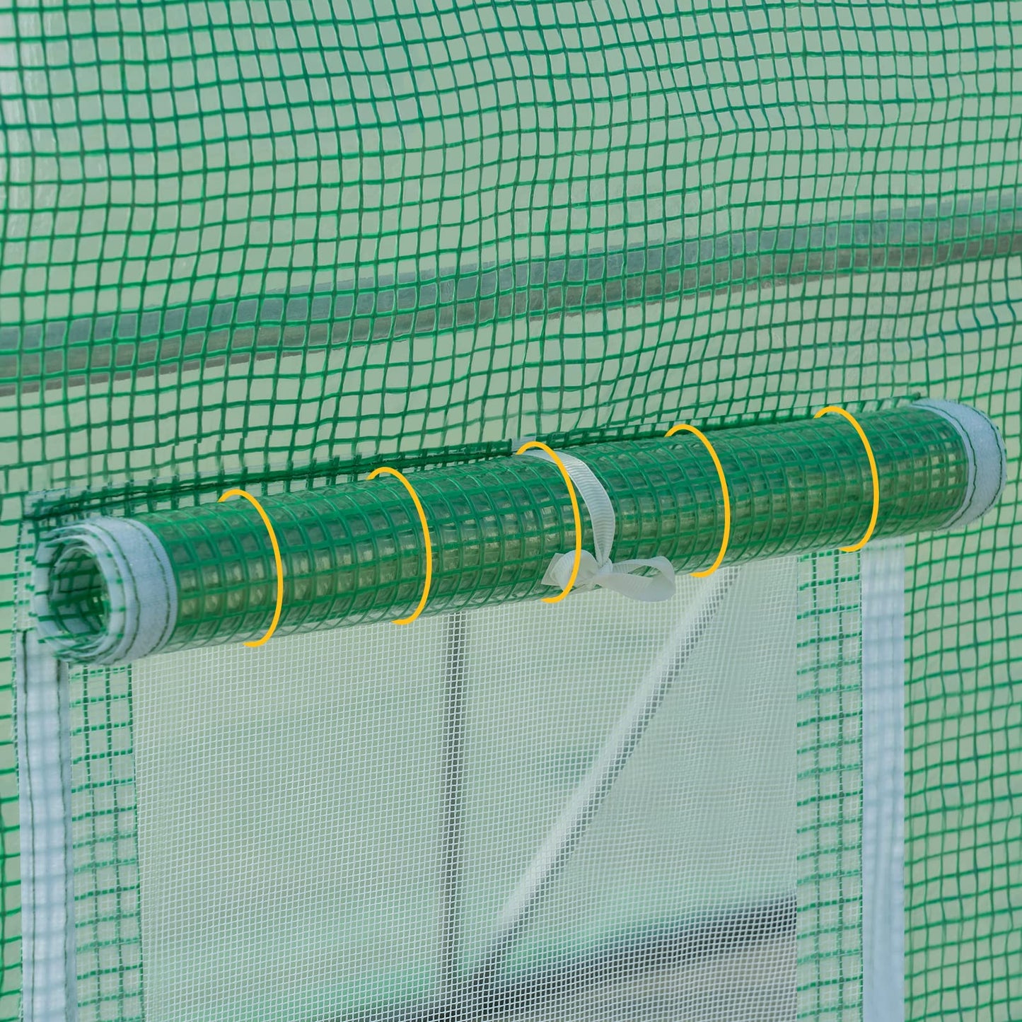 WOLTU Garden Greenhouse, Polytunnel removable PE Cover 140gsm, Walk in Grenn house outdoor, Plant Shelter with 6 Windows and 1 Zippered Roll-up Door, 200x300x200cm,