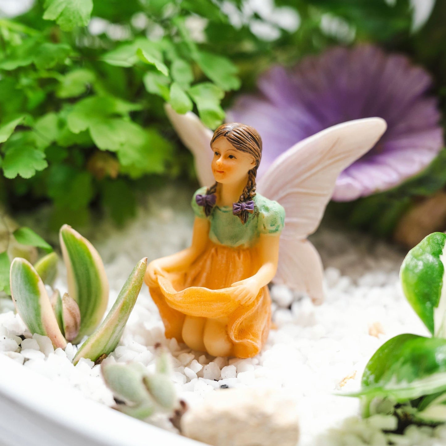PRETMANNS Fairy Figures with Accessories for an Outdoor Miniature Garden – A Colourful Resin 7-Piece Ornament Set – An for any Season