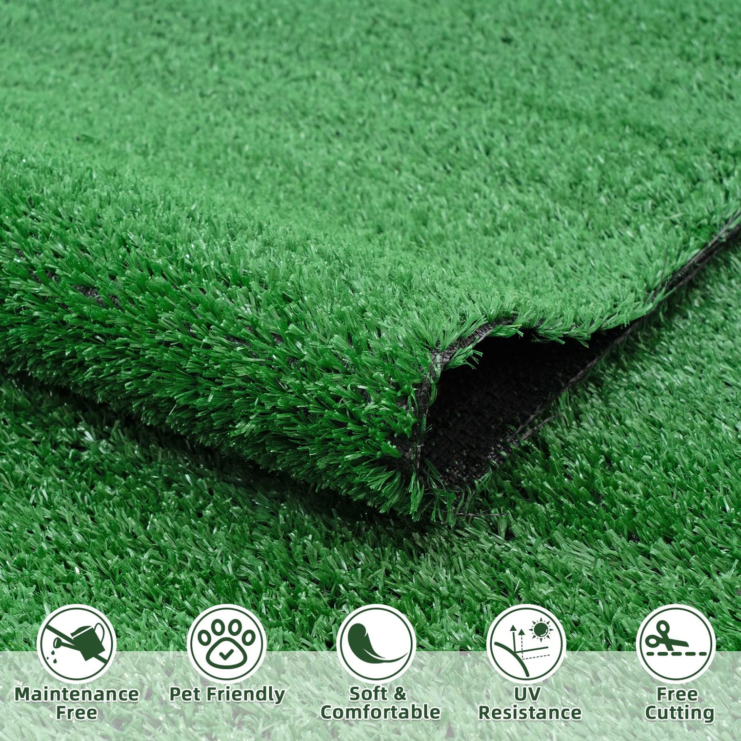 1x4m Army Green Artificial Grass Turf with Natural Looking, 10mm Super Dense Synthetic Fake Grass Rug Mat for Pet Porch Indoor Outdoor Greenery Garden Terrace Playground-Get Your Dream Lawn Now