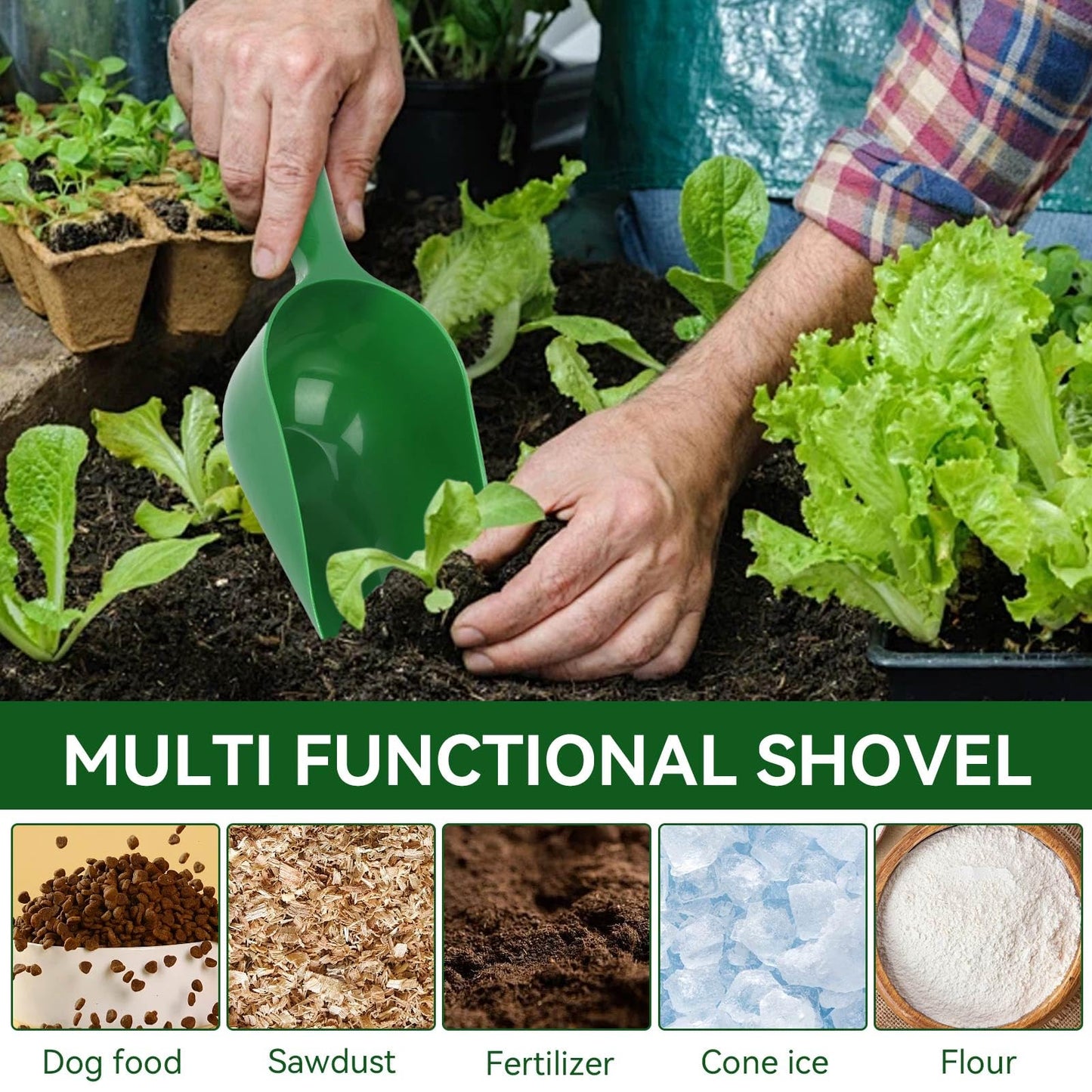 Soil Scoop, 2Pcs Plastic Soil Scoops Scoop for Dirt Gardening Shovels Soil Scoop Plastic Hand Scoop for Garden Trowel Scoop Shovel