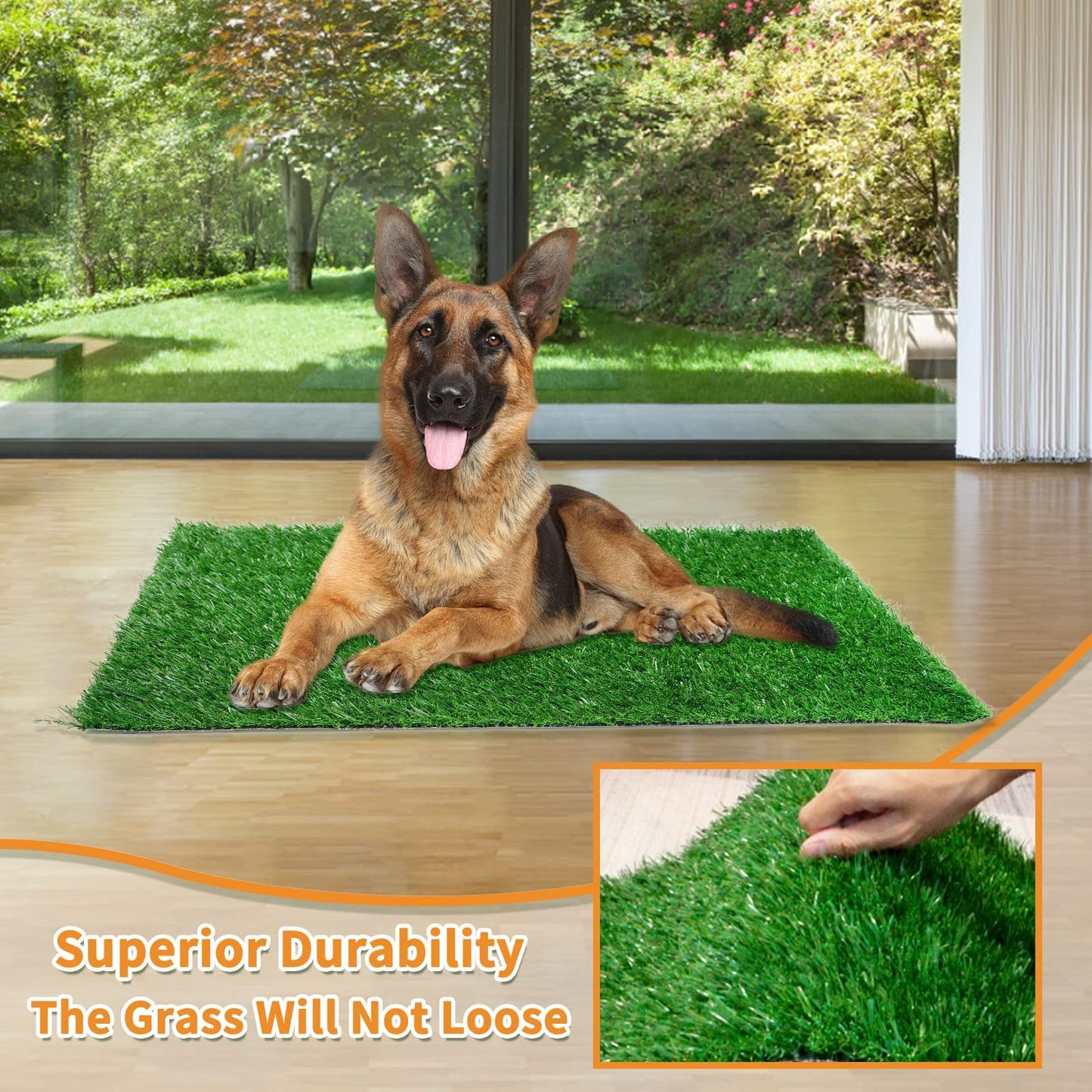 PICK FOR LIFE Puppy Potty Pad Grass Mat, Dog Grass Pee Pads, Artificial Turf Pet Grass Mat Replacement for Puppy Potty Trainer Indoor/Outdoor Use - Set of 2 (51 x 63 cm)