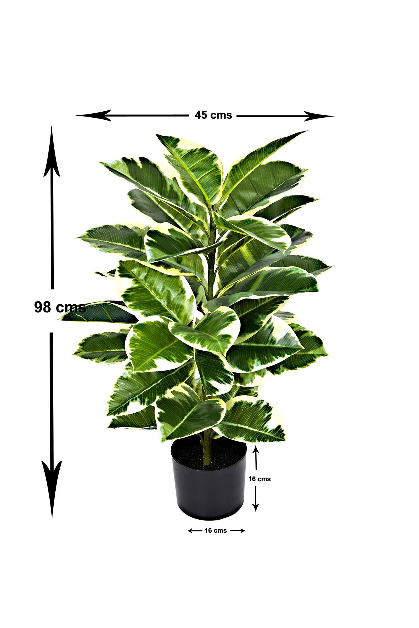 GreenBrokers Artificial 98cm Real Touch Rubber Plant in Pot