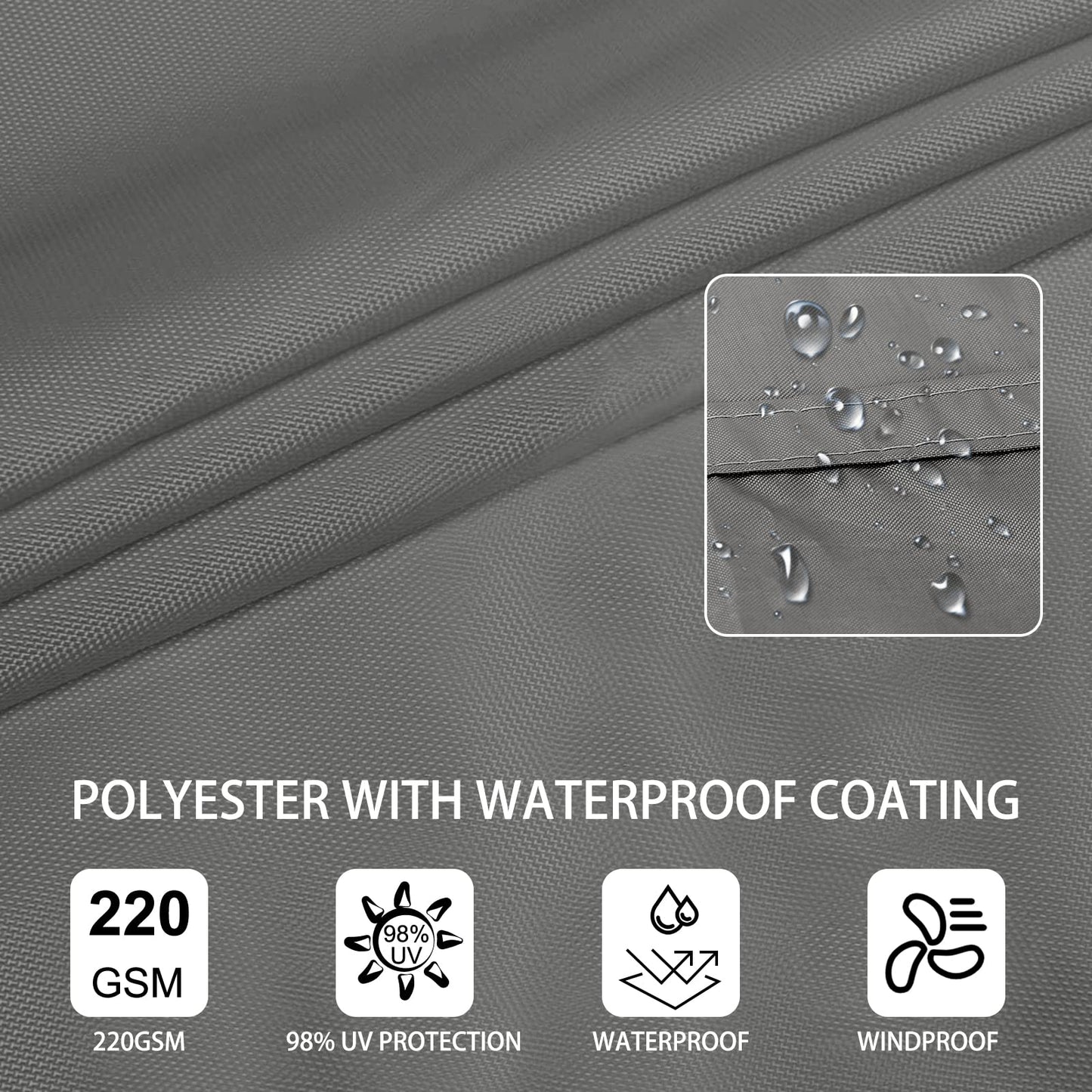 Ankuka Sun Shade Sail 3m x 4m Grey Rectangular Waterproof Garden Sun Sail Outdoor Patio Party Sunscreen Awning Canopy 98% UV Block With Rope