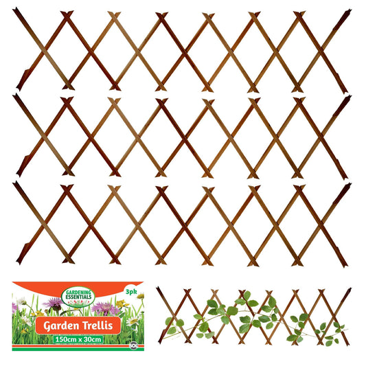 SOL 3pk Garden Trellis for Climbing Plants, 150cm x 30cm Expanding Garden Trellis for Fences, Walls & Planters, Durable Support, Withstand Weather Conditions, Ideal for Landscape & Decorations
