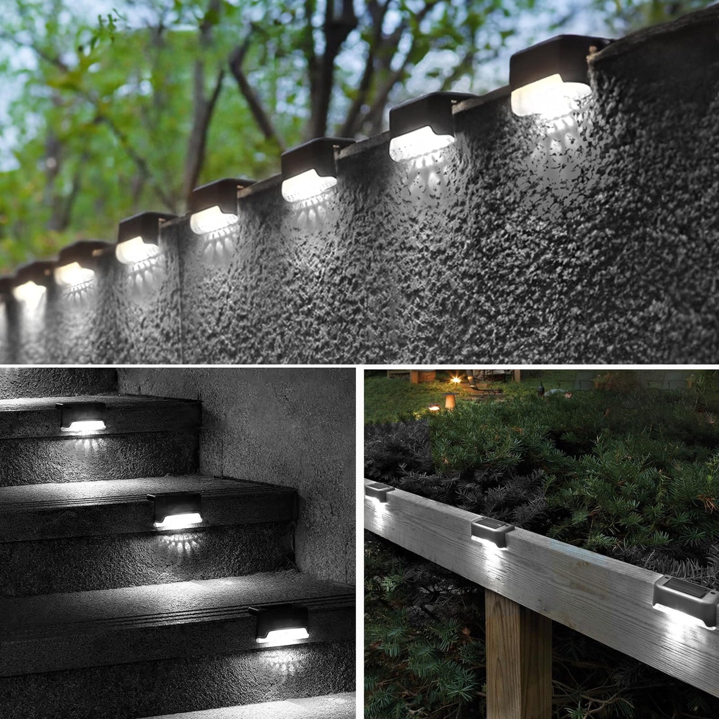 8 Pack Solar Deck Lights Outdoor, LED Solar Powered Decking Lights Waterproof Solar Step Lights Outdoor for Deck, Stair, Step, Railing, Fence, Wall, Patio, Garden (White Light)