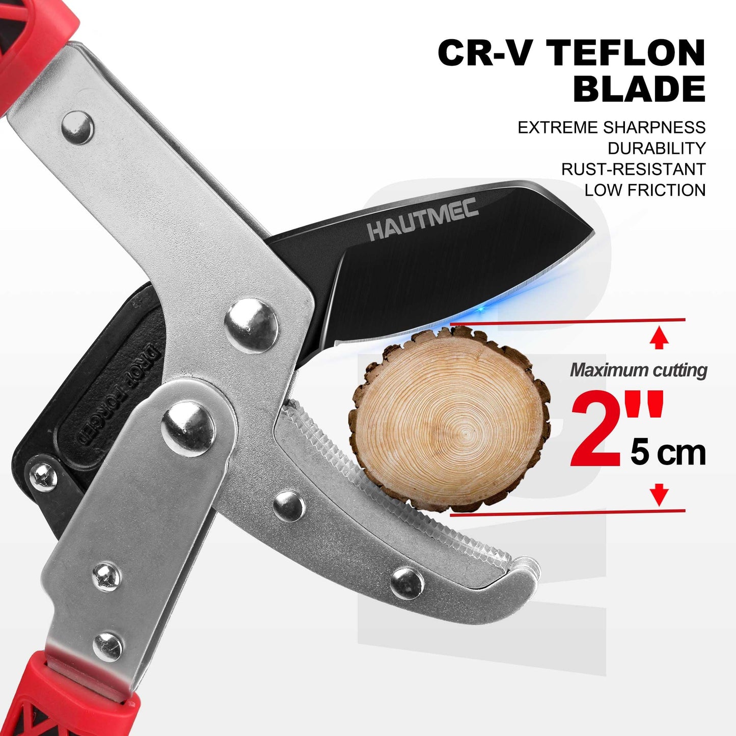 HAUTMEC Extendable 27-37'' Anvil Loppers with Compound Action System, 2 Inch Cut Capacity, Labor-Saving Tree Trimmer, Heavy Duty Thick Branch Garden Pruning Clippers Scissors HT0149-UK