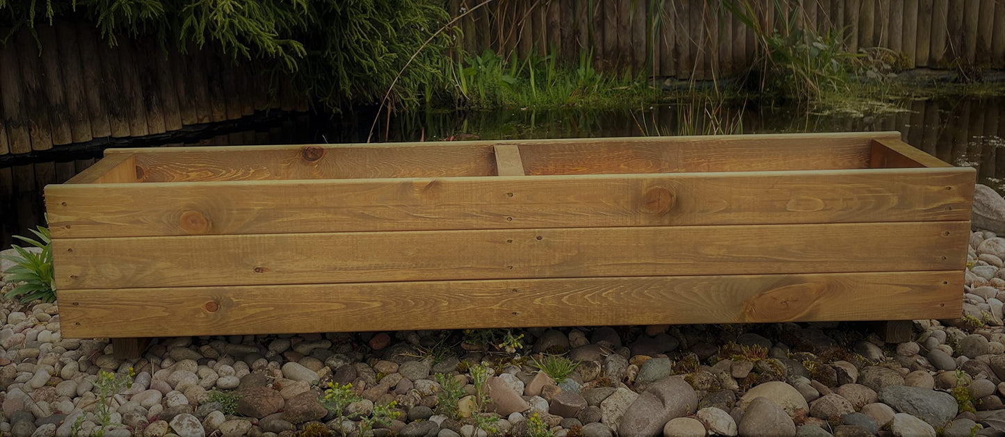 Extra Large Wooden Garden Planter Plant Pot Box Flower Herb Veg Wood Trough Outdoor Long 3 Board