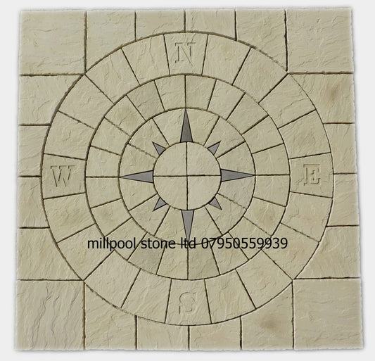 3 square meters Nautical Compass - Square off kit Paving Stone Circle Feature Patio Garden Concrete Flags (Delivery Exceptions)