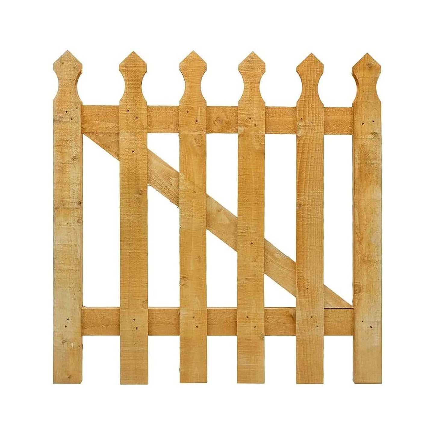 AAMEN 3x3ft Wooden Garden Gate, Picket Garden Wood Timber Gate, Round Top Picket Garden Gate, Decorative Garden Wicket Gate, Outdoor Wooden Stair Gate, Golden Brown Swing Gates-(90x4.5x87cm)