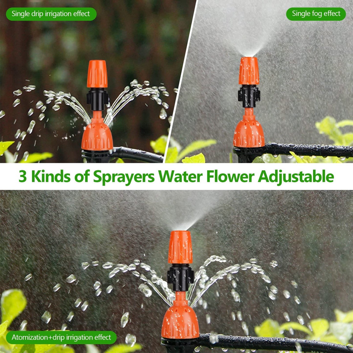 Drip Irrigation System, 280 Pcs Micro Drip Irrigation Kit, 147FT/45m Drip Irrigation Hose with Adjustable Nozzle Dripper Sprayer, Automatic Irrigation Garden Plant Watering Kit for Lawn, Garden, Patio