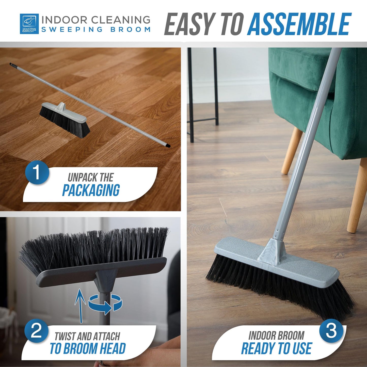 Sweeping Brush Indoor - Durable Floor Brush Indoor Broom with Durable Bristle Broom, Laminate Floor Brush Brooms with Strong Handle