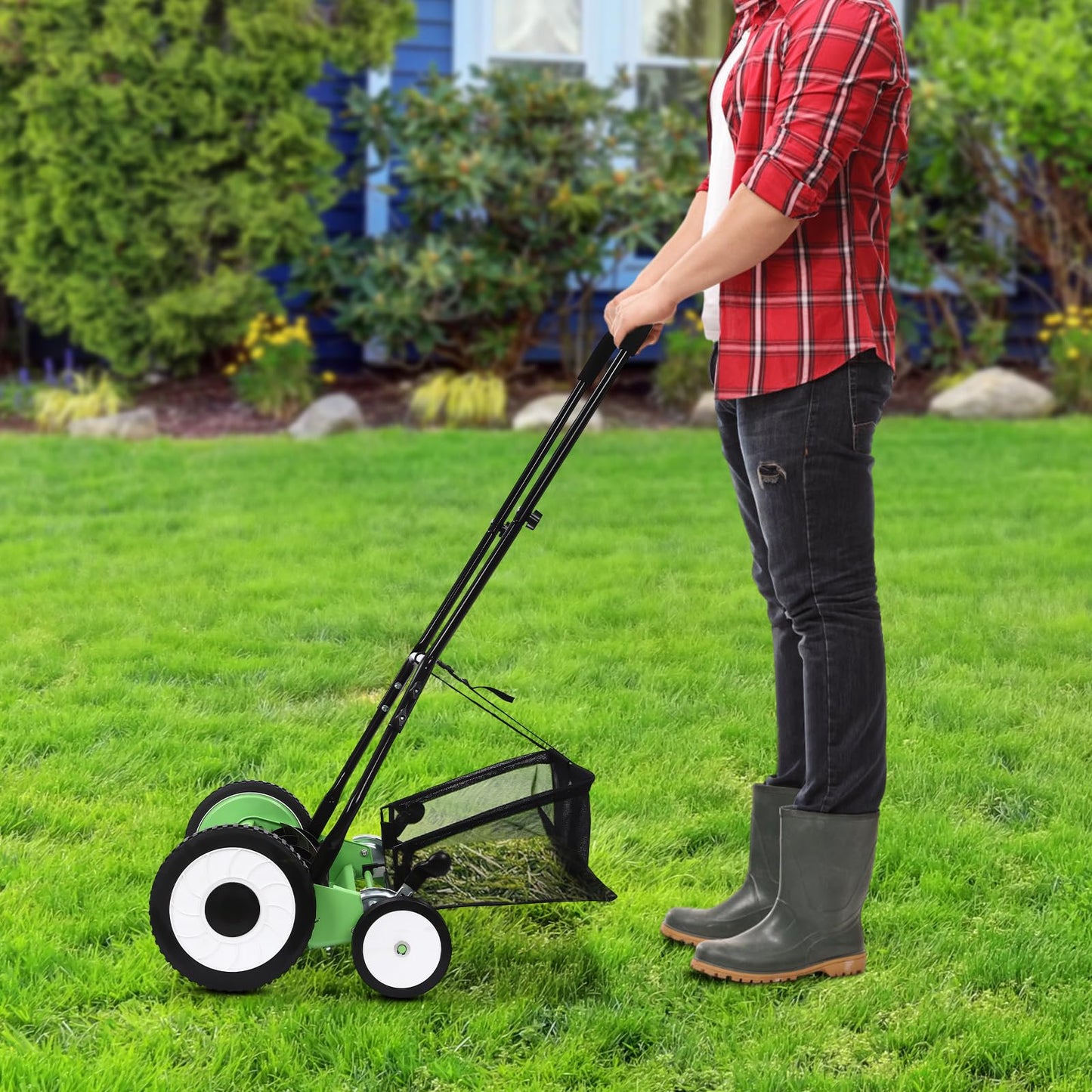 Effortless Lawn Care, Push Mower with Four-wheeled Push Mower | Ergonomic Design | for Villas and Homes
