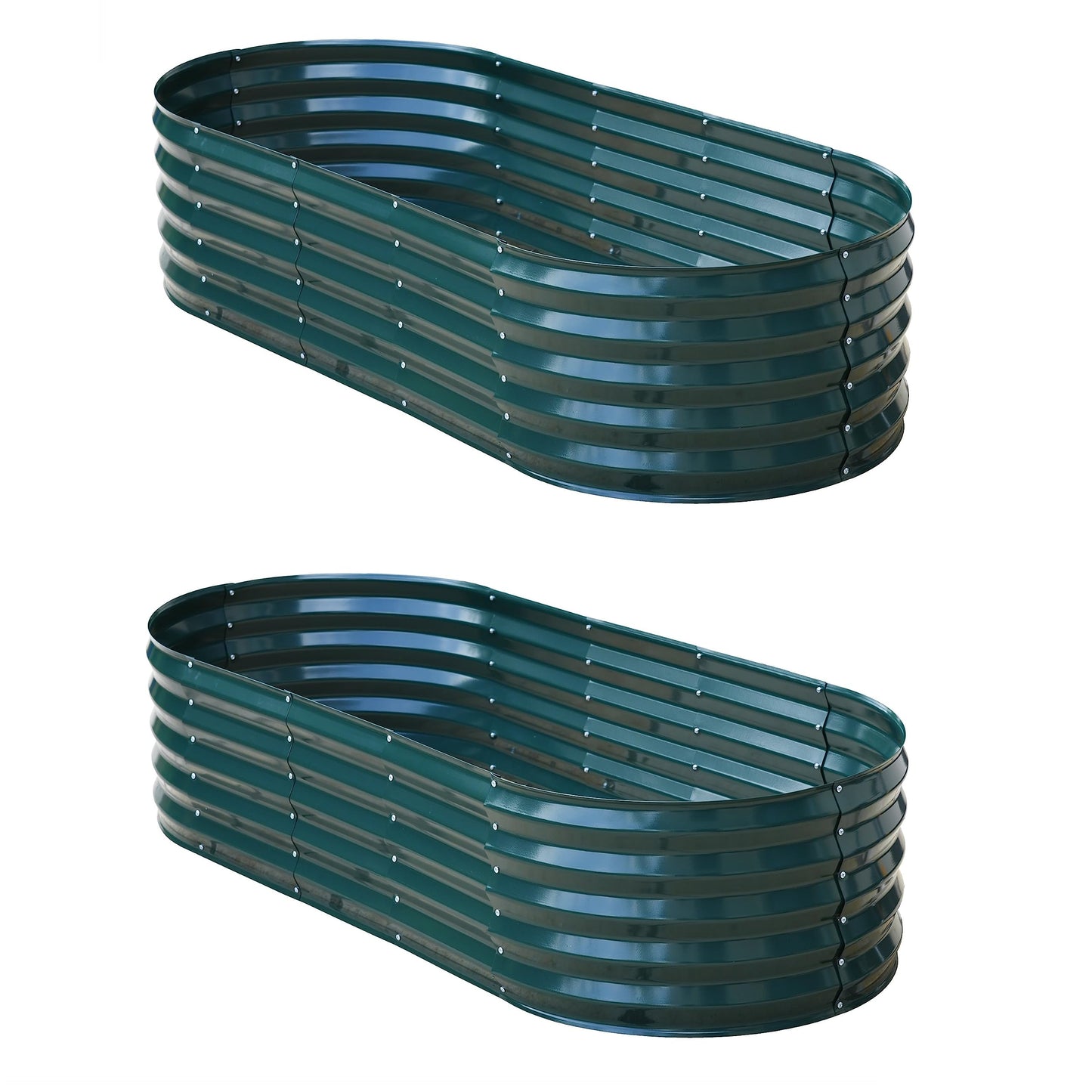 Garden Gear Galvanised Metal Raised Vegetable Flower Planter Trough Grow Bed Box Set up Six Shapes Outdoor Herb Garden in Hunter Green (Hunter Green x2)