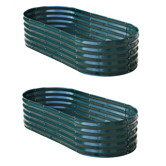 Garden Gear Galvanised Metal Raised Vegetable Flower Planter Trough Grow Bed Box Set up Six Shapes Outdoor Herb Garden in Hunter Green (Hunter Green x2)