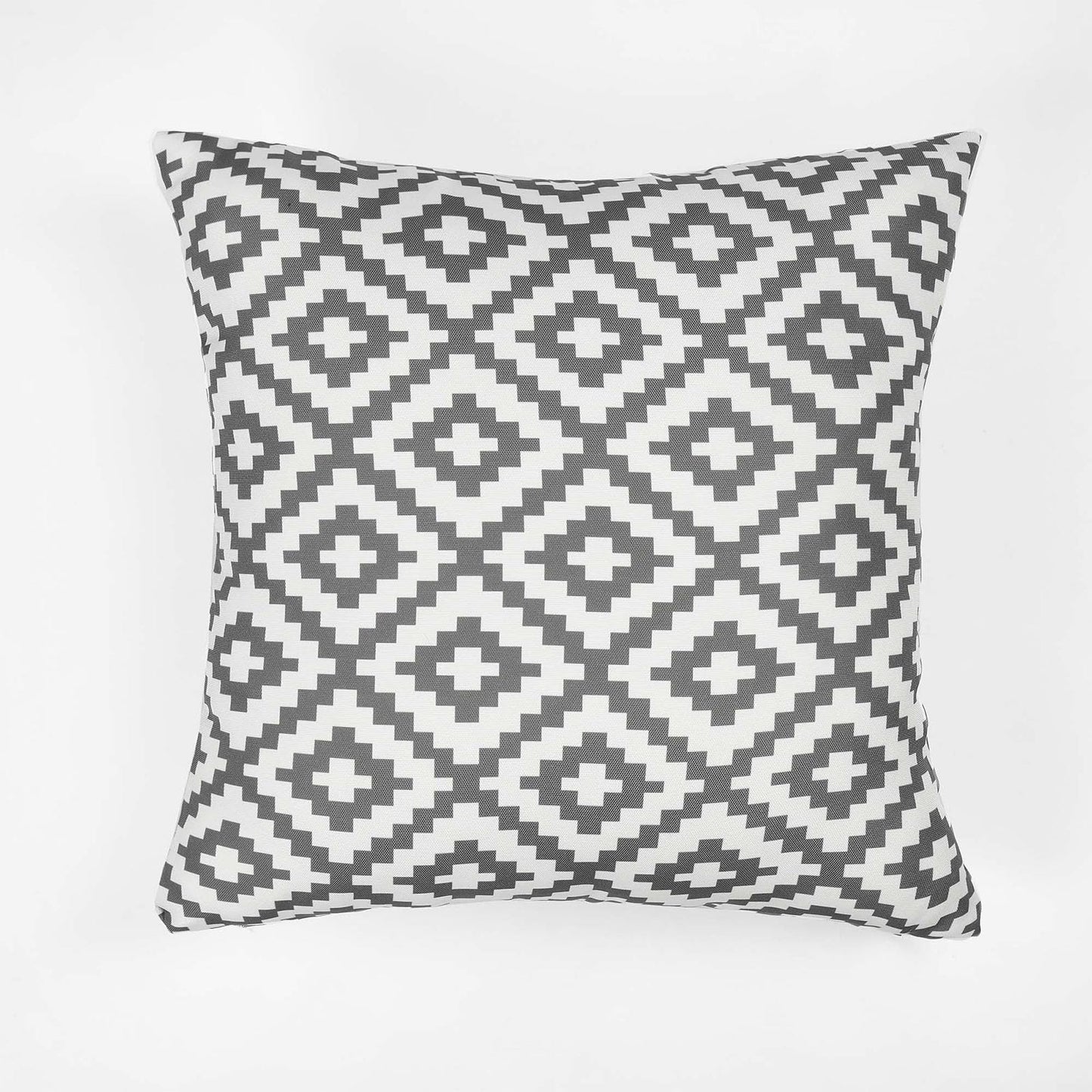 Brentfords Geometric Cushion Covers Filled, Decorative Outdoor Bench Cushion Insert Pads 45x45 Water Resistant Pack of 4, Grey