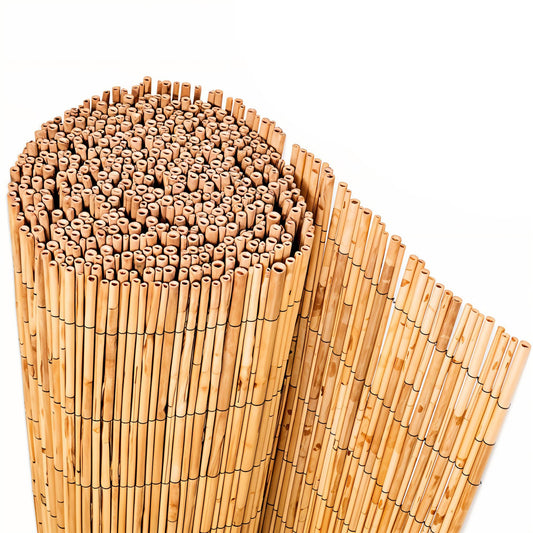 BLADO Reed Fence 1m x 3m - Natural Bamboo Privacy Screen, 8-10mm Thick Garden and Balcony Screening for Outdoor Wind and Sun Protection, Natural Roll Privacy Border Fence Panels for Outdoor Space