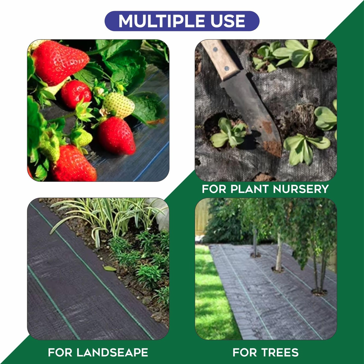 NIMVONA Weed Control Fabric Heavy Duty Weed Suppressant Membrane Weed Barrier Garden Ground Cover Membrane Liner Water Permeable Fabric For Patios Flower Beds Landscaping Pathways 1mx1.5m (1pk)