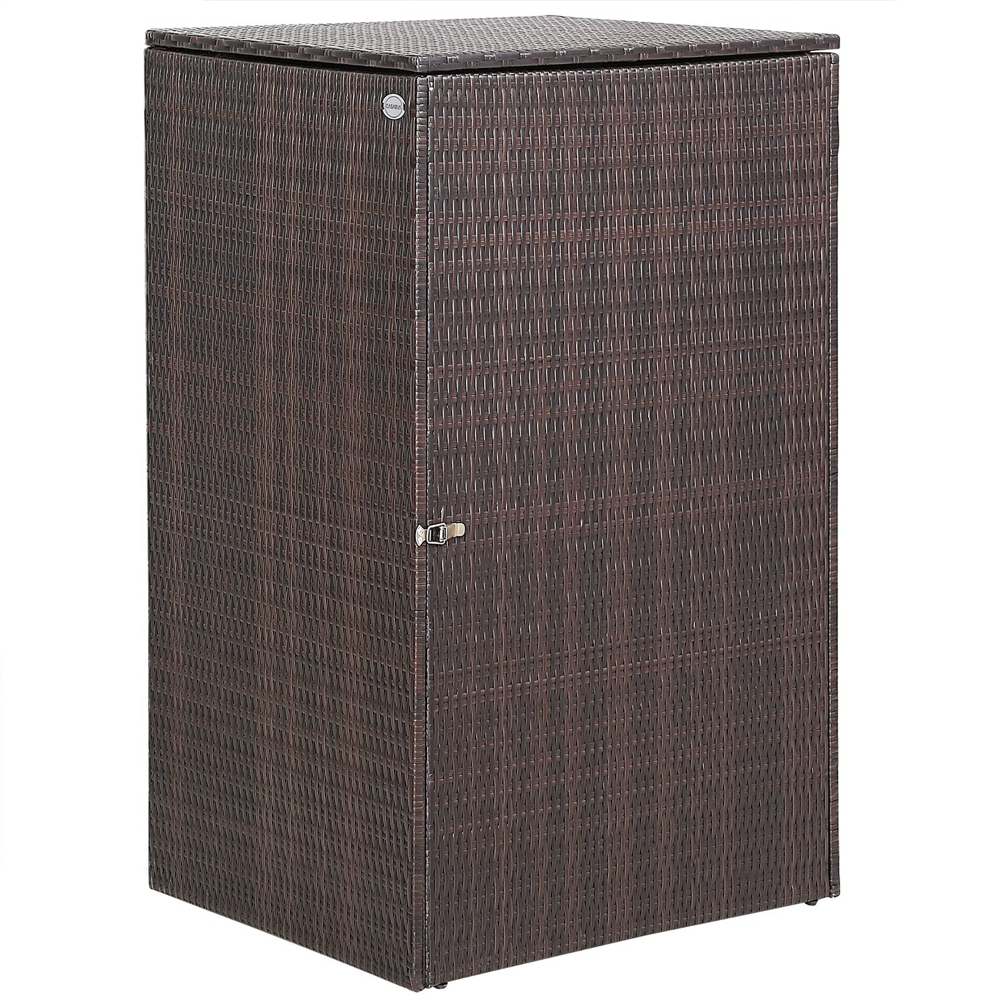 CASARIA® Wheelie Bin Storage Hideaway | Outdoor Bin Screen | Brown Poly Rattan | Lockable | Hinged Lid for Easy Access | Garden Shed Dustbin Rubbish Cover | 240L | 115 x 65 x 80cm