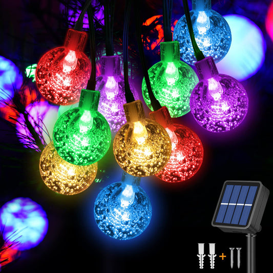 Jsdoin Solar Lights Outdoor Garden,50LED Solar Garden Lights,8 Modes 7.5M/25Ft Waterproof Solar Powered Globe Fairy Lights, Garden Lighting for Garden Patio Yard Home Christmas Parties Wedding
