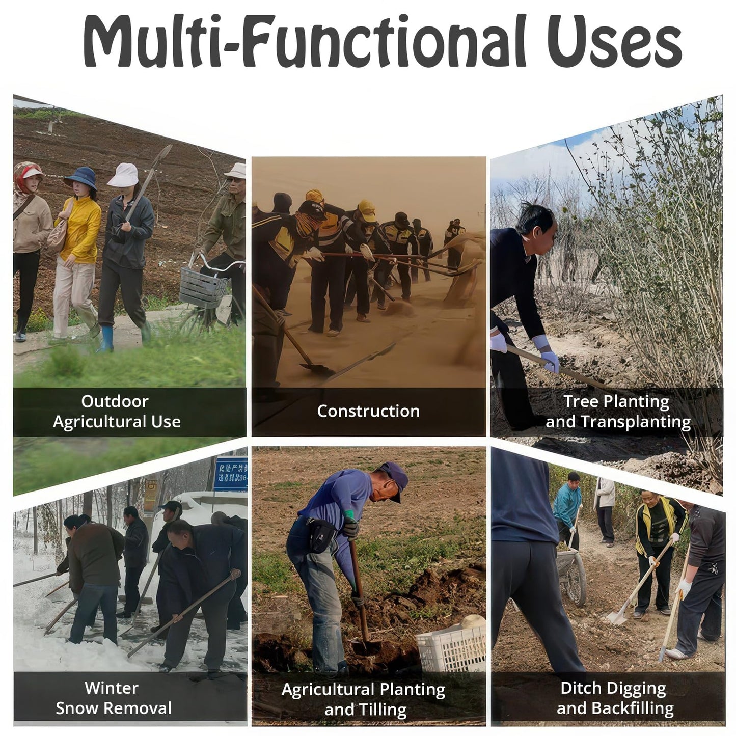 WY8 Ultimate Durability Shovel - Multifunctional Garden Shovel with Wooden Handle Heavy Duty Metal Shovel for Landscaping, Gardening, Contractor, DIY, Trenching, Outdoor Tasks (Square Shovel)