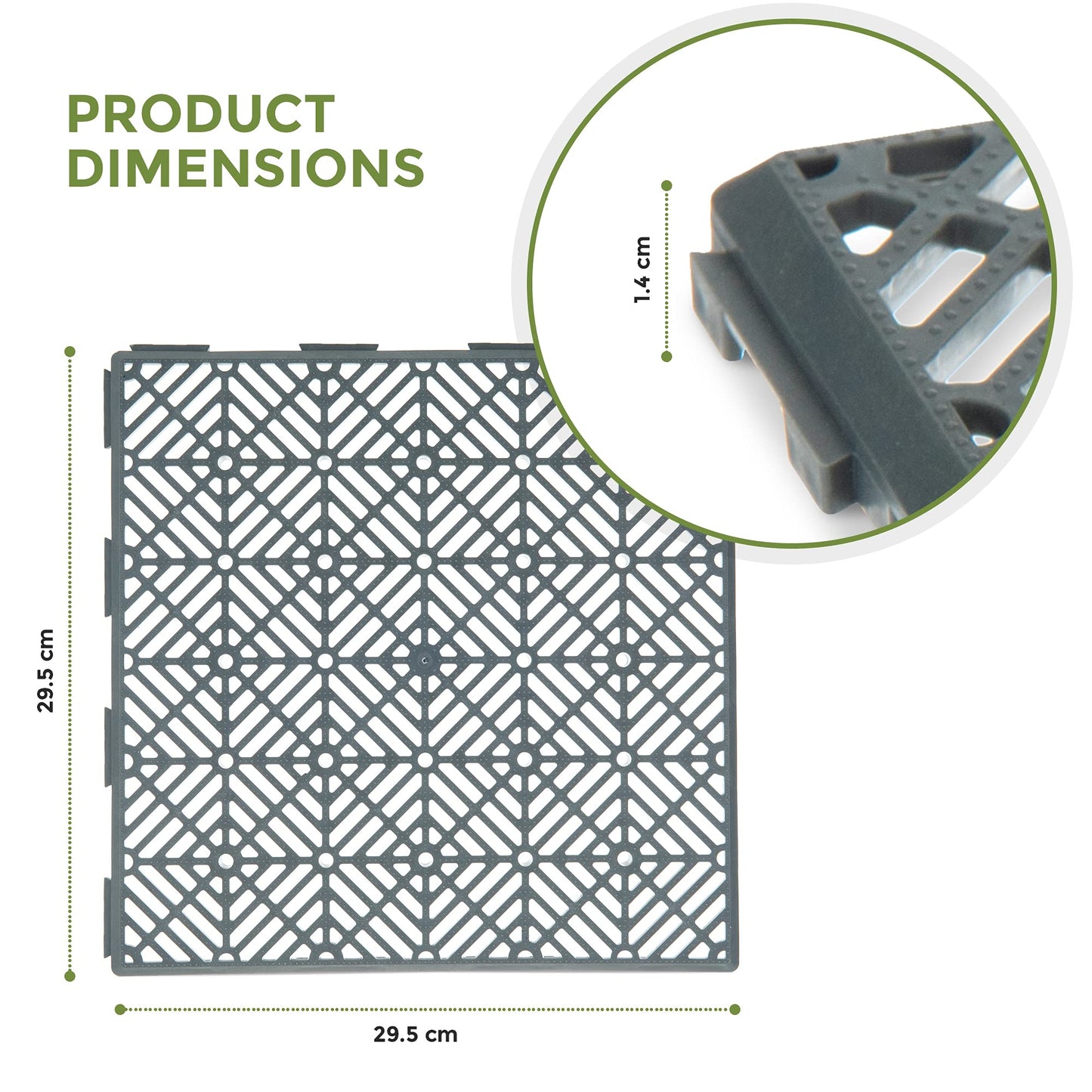 FiNeWaY 9pc Garden Plastic Tiles – Interlocking Non-Slip Walkway Floor Path Patio – Weatherproof – Decorate Garden Vegetable Plot Or Terrace (9pc Grey)