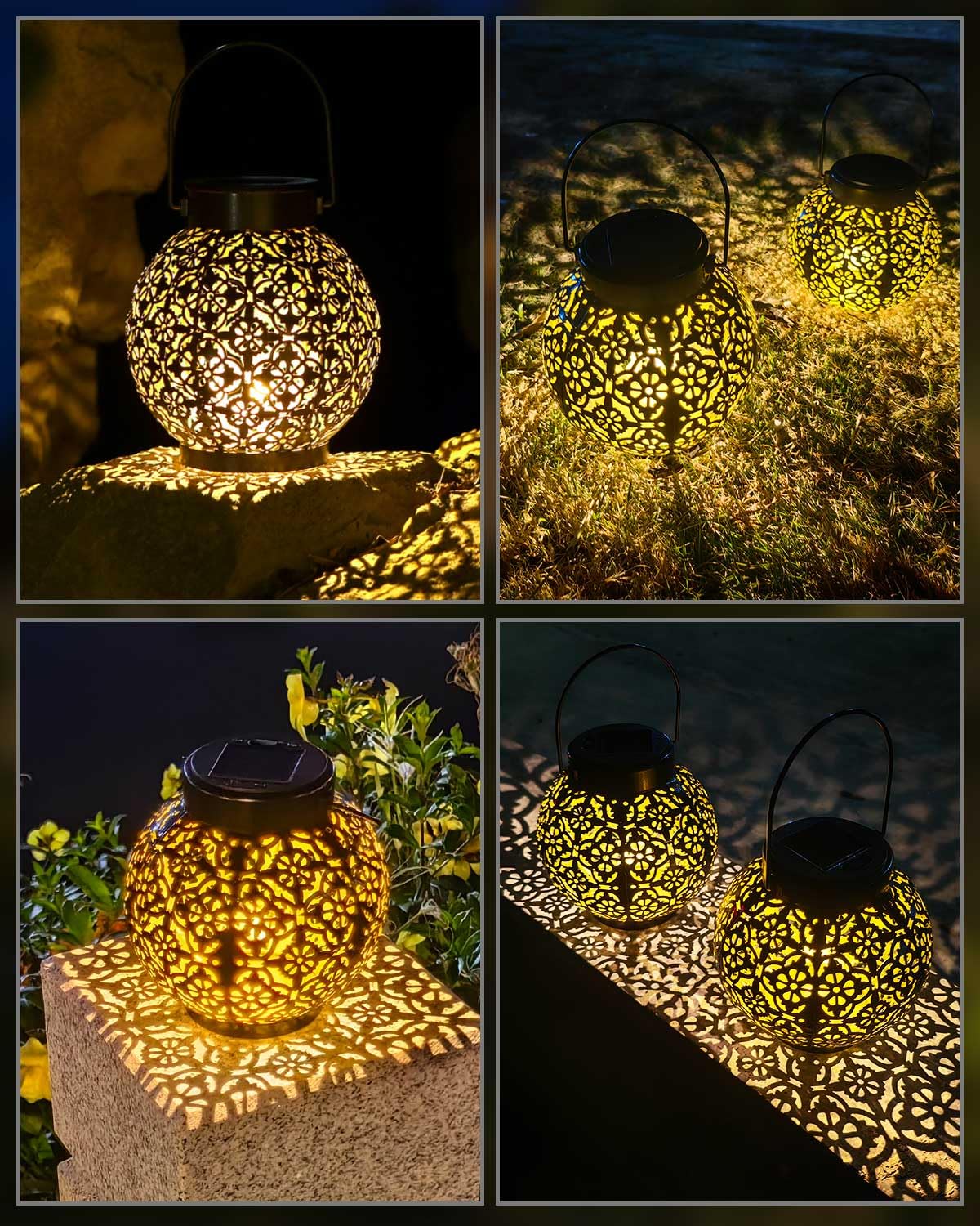 Solar Lantern Outdoor Garden, Garden Light, IP44 Waterproof Lantern, Garden Solar lamp for Sustainable Lighting, Garden Accessories Decorations, Accessories Metal Hanging Patio Lawn Warm White