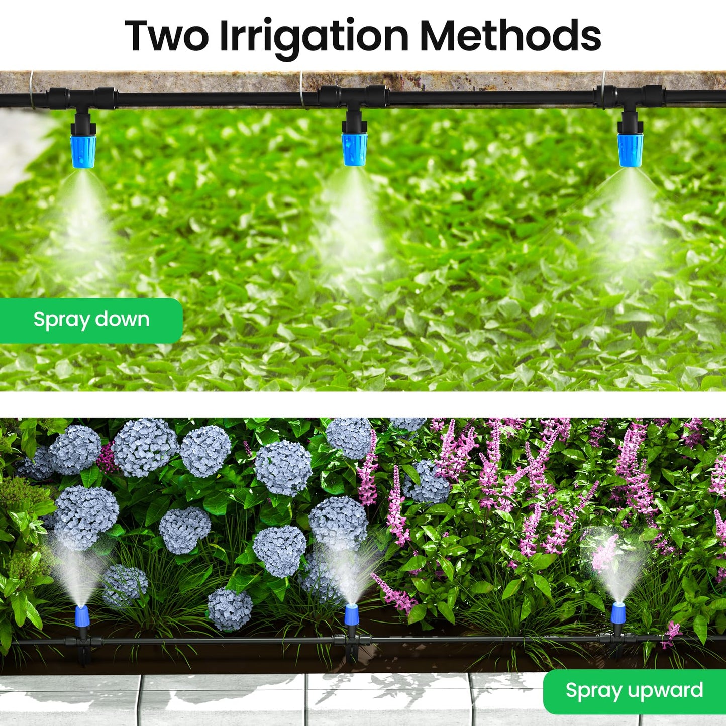 Upgrade Quick-Connect Irrigation System Kit, 65FT Automatic Garden Watering System, DIY Water Saving Drip Irrigation System for Garden/Lawn/Greenhouse