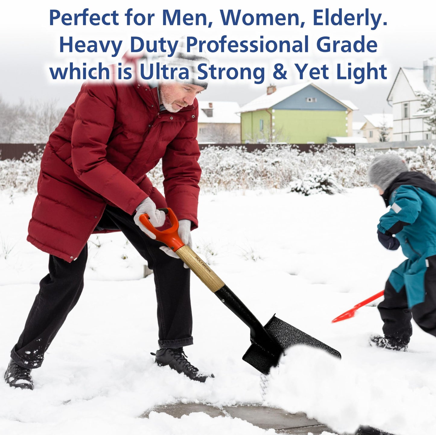 BOLTWORK Shovel & Garden Fork Set Micro 76cm Long For Digging Soil Hardened Fork Heads Blades Wooden Shaft PVC Handle 1% Of Sale Value Will Be Donated To Children’s Hospital