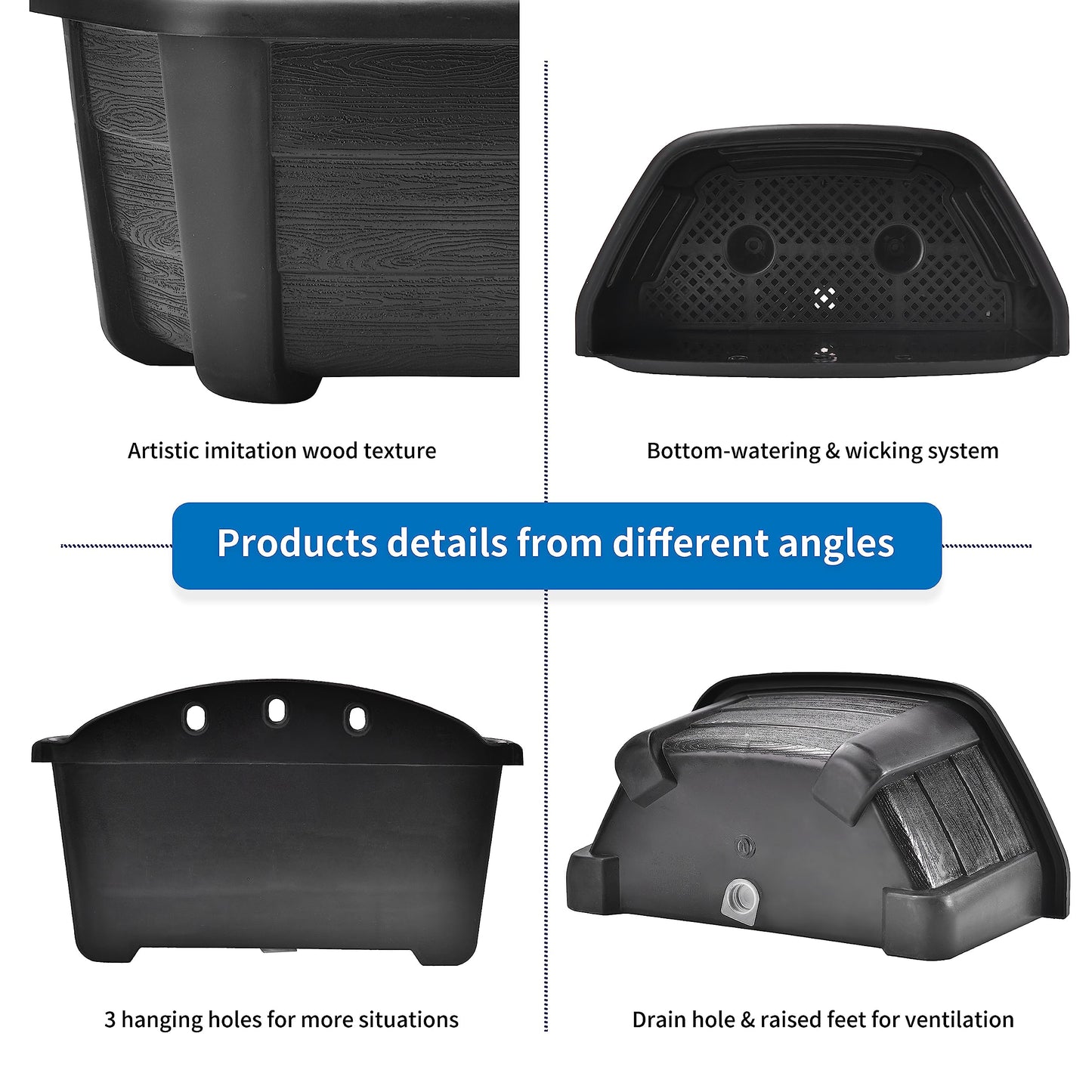 ORIMERC 25cm Wall Hanging Planters Plastic Retro Style Railing Hanging Planters Plants Flowers Plastic Pots Baskets for Balcony Fence Garden Outdoor Indoor -Dark Coffee