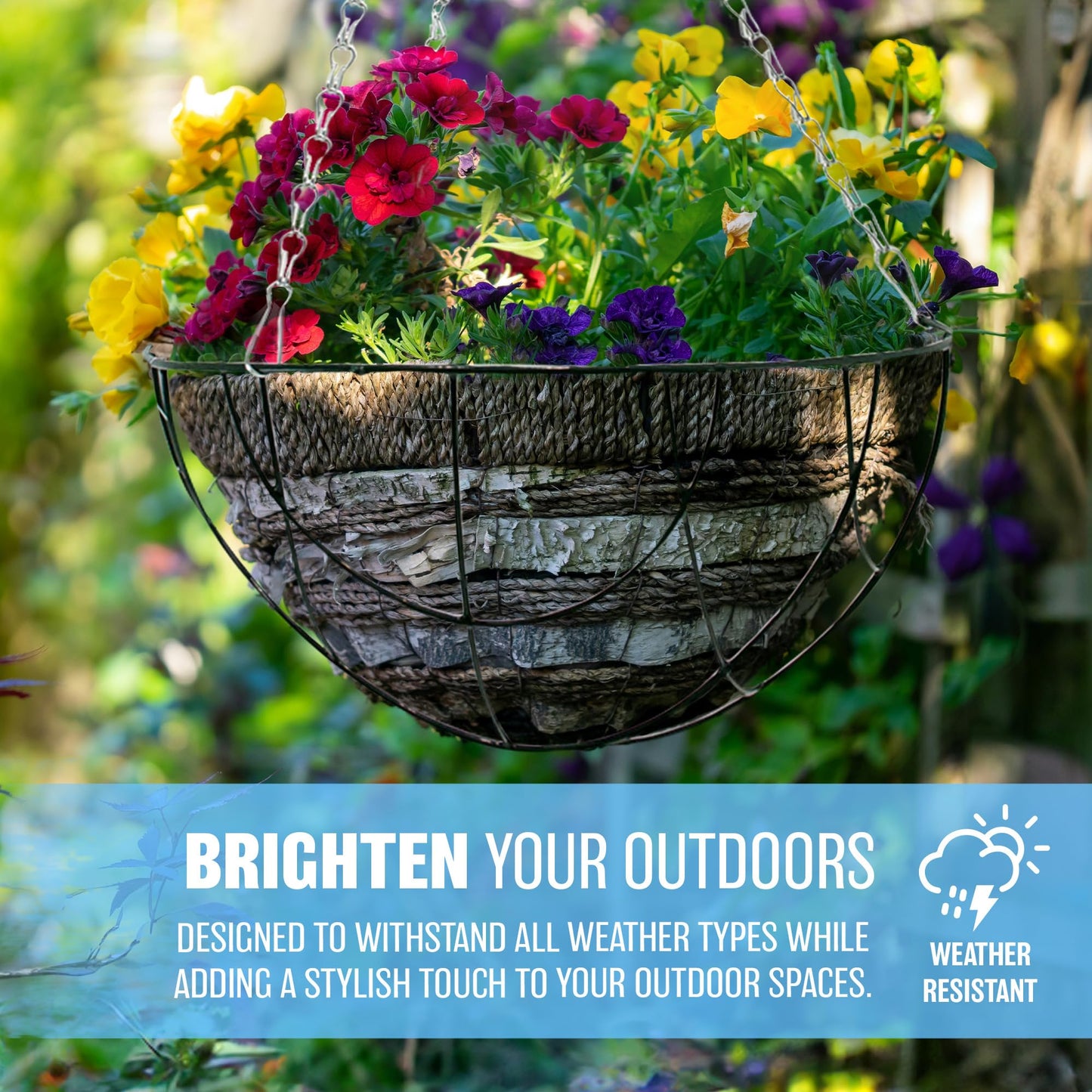 BARGAINSGALORE Set of 2 Natural Hanging Basket - Decorative Flower Plant Pot, Garden | Flower Plant, Pot Garden for Indoor & Outdoor, Home, Garden, Patio, Balcony