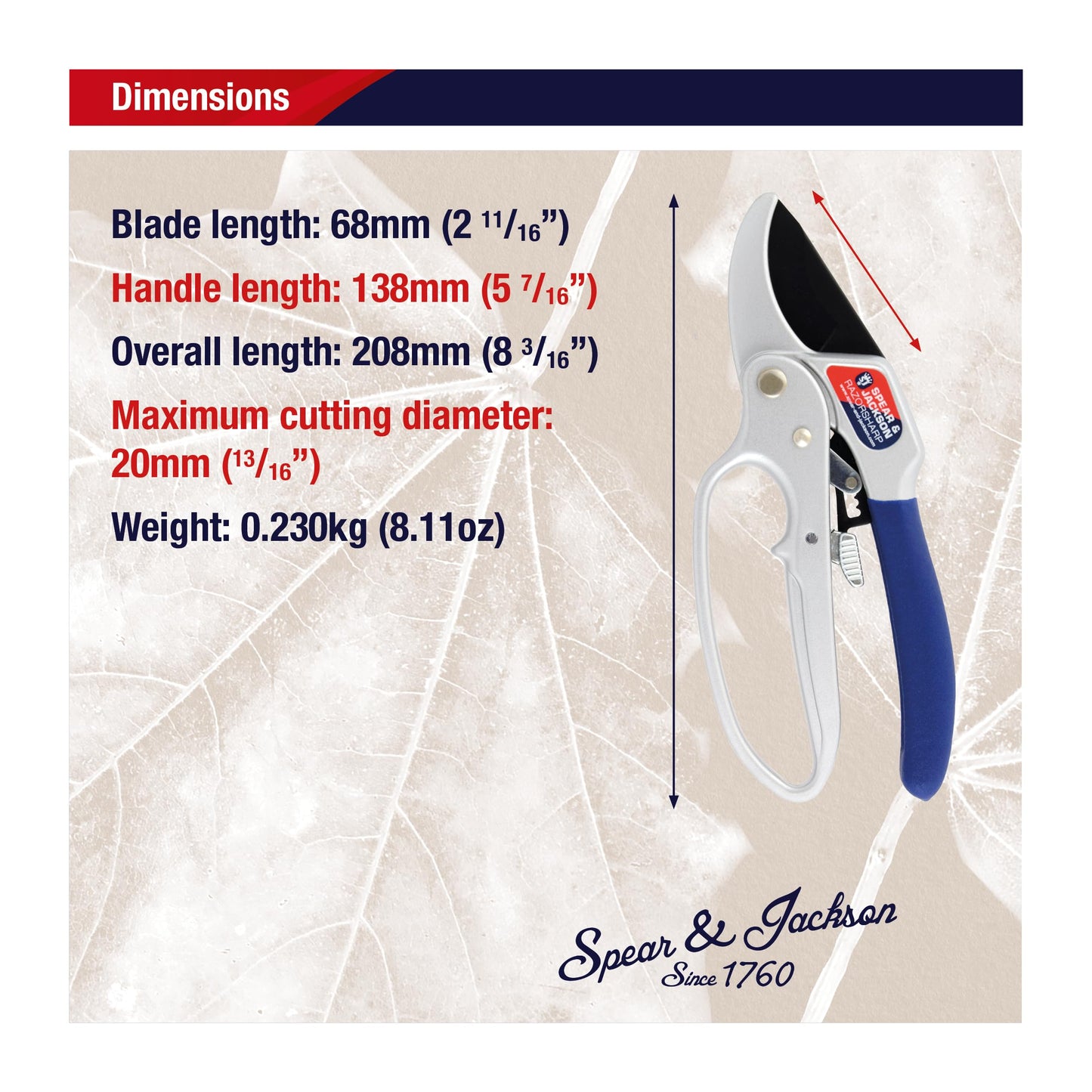 Spear & Jackson 6358RS Razorsharp Ratchet Anvil Secateurs, Silver