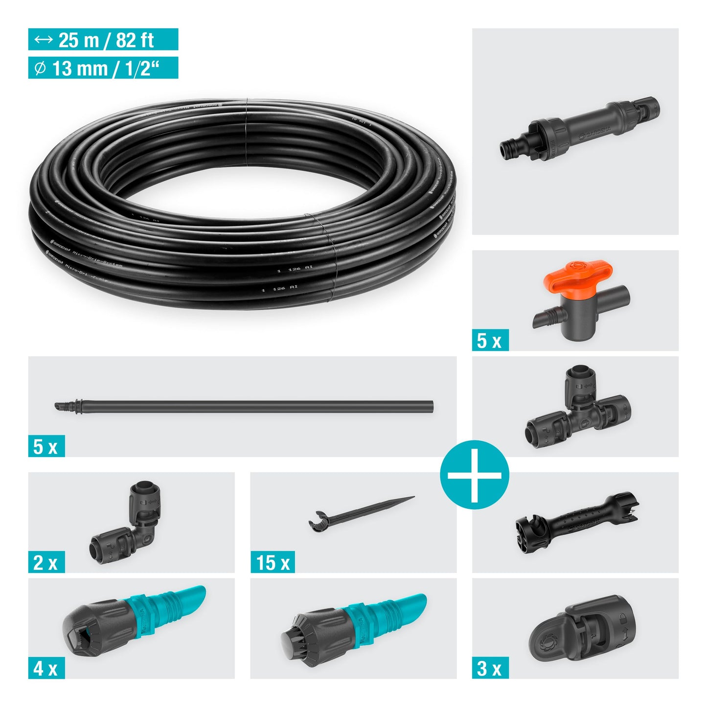 Gardena Micro-Drip-System Drip Irrigation Set Vegetable/Flower Bed (60 m²): Starter set, ready to use, water-saving irrigation system, simple & flexible connection technology (13450-20)