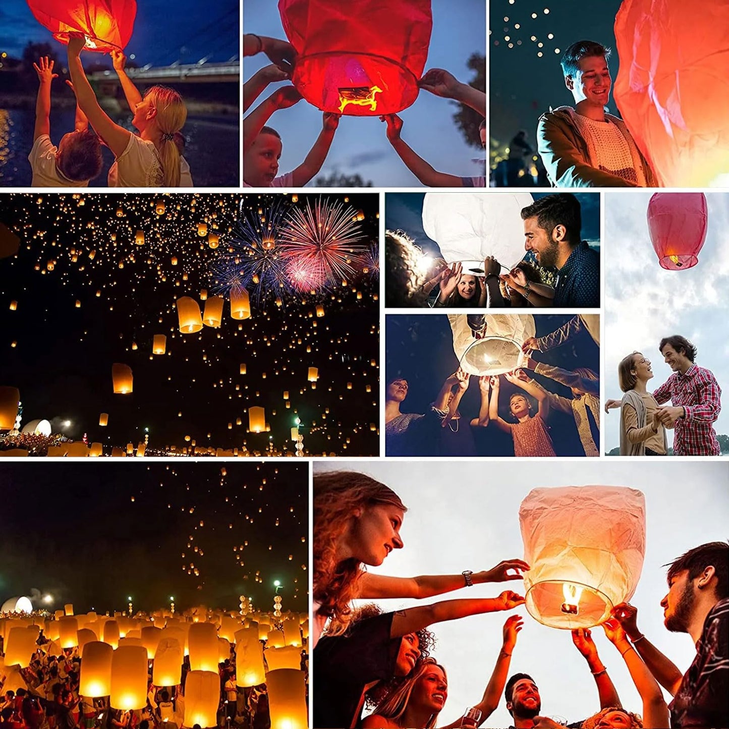 20 Pack Chinese Sky Lanterns, Multicolor Eco Friendly Chinese Sky Lanterns 100% Biodegradable No Assembly Required Beautiful Lantern for Weddings, Birthdays, Parties,Memorials, Chinese New Year