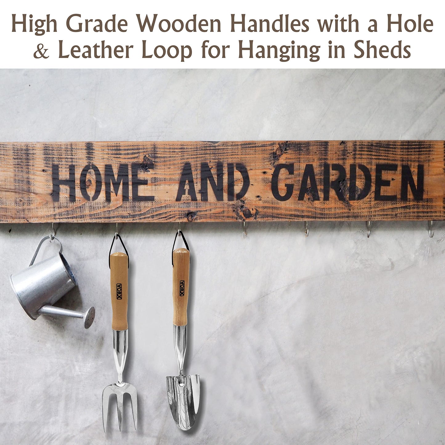 Garden Hand Fork Hand Trowel Stainless Steel Extra Long Wooden Handle Approx. 17inch Long Perfect for Digging, Planting by VORX 1% of Sale Value will be Donated to Children's Hospital Sheffield