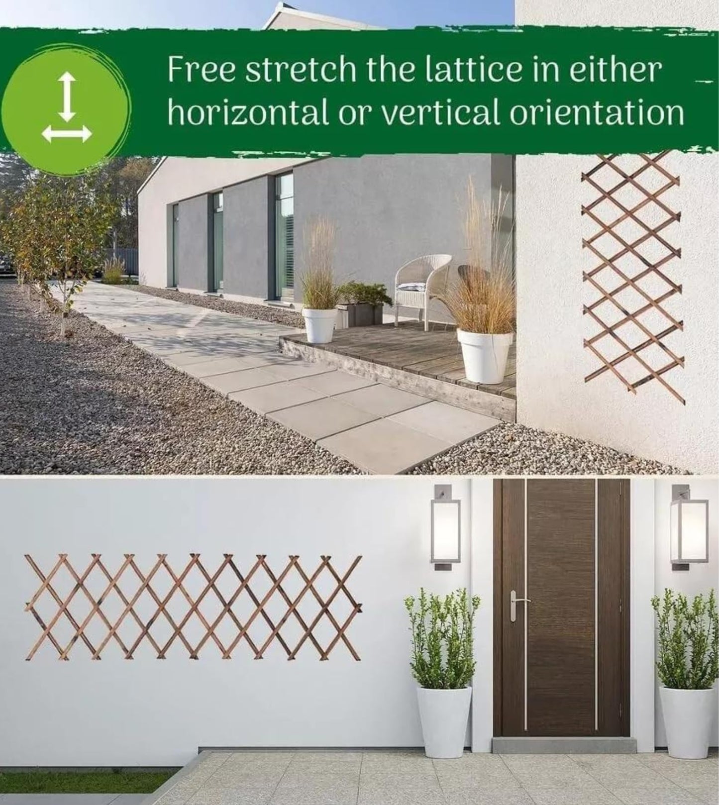 Garden Mile Set of 3 Expanding Wooden Trellis Panels for Garden, Lightweight Lattice Fence Panel, Garden Trellis for Climbing Plants Outdoor - Heavy Duty Durable Flexible Wood Weatherproof - 6ft x 1ft