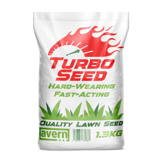 Avern Turbo Grass Seed 1.3KG, Fast Growing Lawn Seed, Hard Wearing Grass, Dog Friendly, Can Germinate as Quick as 7 Days, Ideal for Overseeding or New UK Gardens (1.3KG, Upto 78 sqm Coverage)
